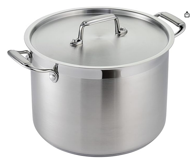 Tramontina Gourmet Stainless Steel Covered Stock Pot, Tri Ply Base