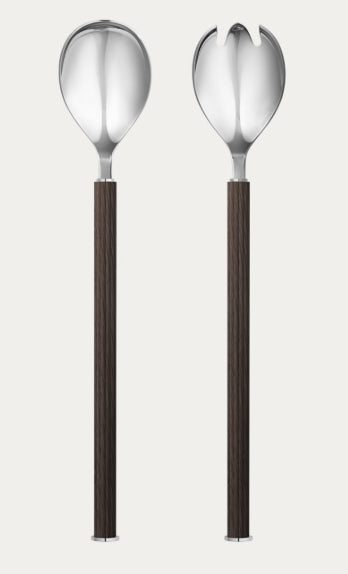 Georg Jensen Bernadotte Oak and Stainless Salad Serving set