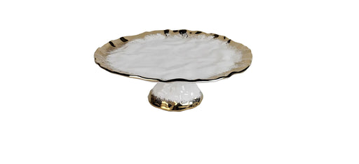 Classic Touch White Porcelain Cake Stand with Gold Edge