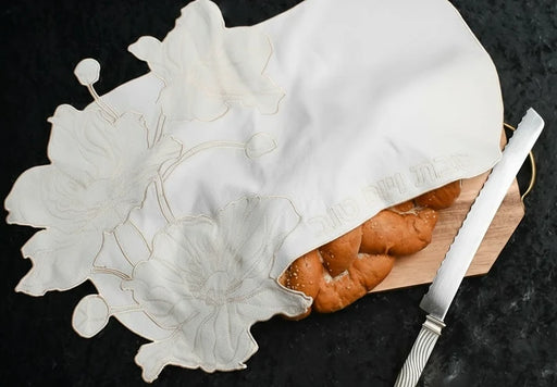 Allison Pearl Design Poppy Flower Embroidered Challah Cover