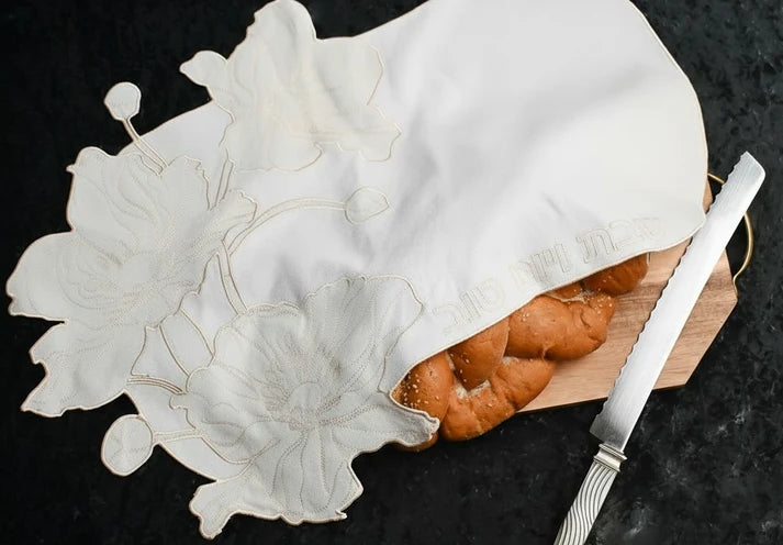 Allison Pearl Design Poppy Flower Embroidered Challah Cover