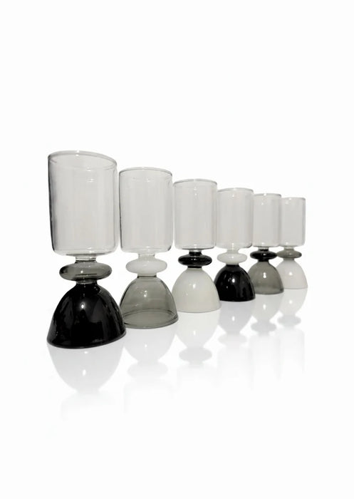 Allison Pearl Design Shot Glasses, Black and White