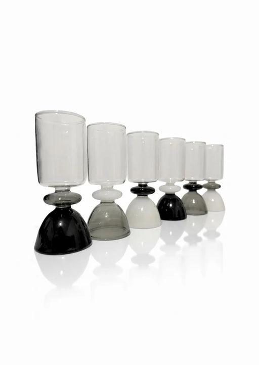Allison Pearl Design Shot Glasses, Black and White