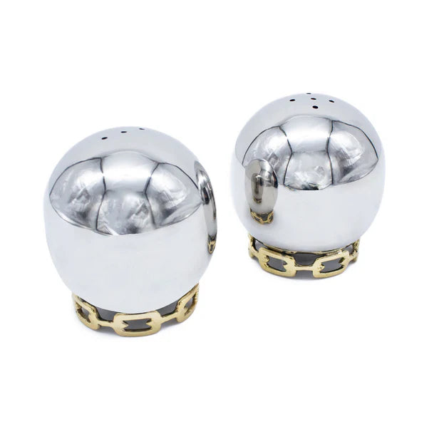 BT Shalom Luxe Linked Stainless Steel Salt & Pepper Shakers