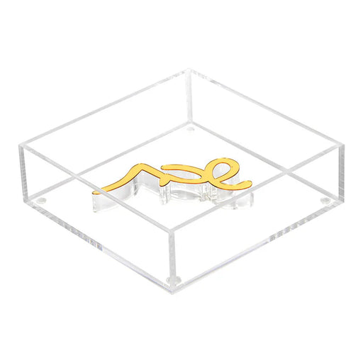 BT Shalom Napkin Holder, with SHABBOS weight, Square