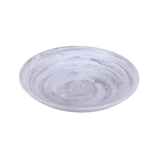 BT Shalom Resin White Swirl Shallow Salad Bowl, Large