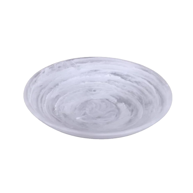 BT Shalom Resin White Swirl Shallow Salad Bowl, Large