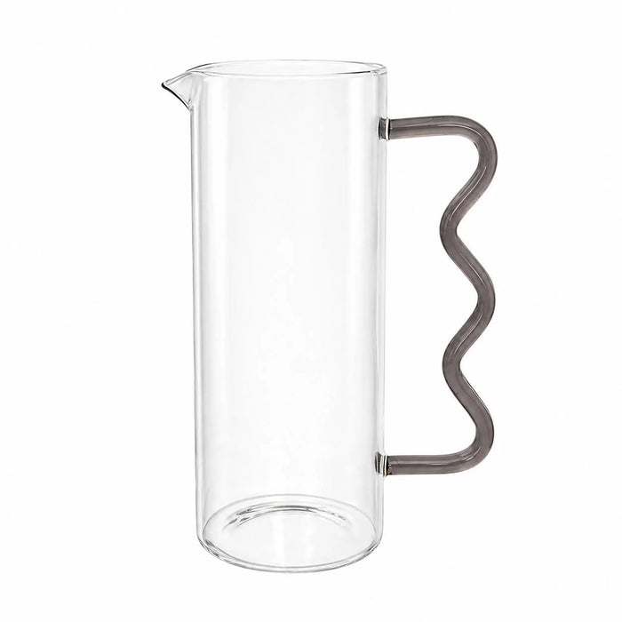 BT Shalom Glass Pitcher with Colored Wavy Handle, Gray