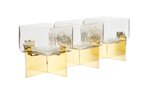 Classic Touch 3 Sectional Dish on Gold Block Base