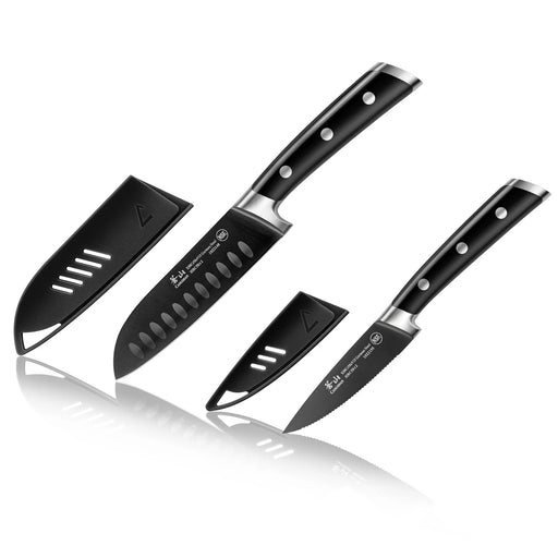Cangshan S+ SERIES 2-Piece Titanium  Coated Santoku Starter Knife Set with Sheaths