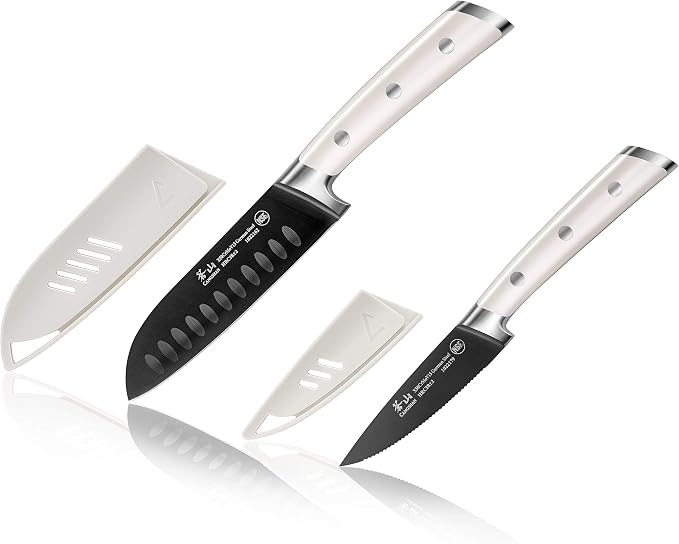 Cangshan S+ Series 2-Piece Titanium Coated Santoku and Paring Knife, with Sheaths