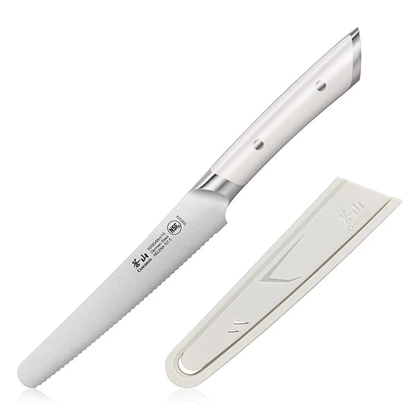 Cangshan HELENA Series 5 Inch Serrated Round Tip Utility Knife, with Sheath