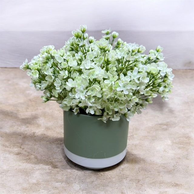 CDI White Lilac Flower in White Green Medium Pot