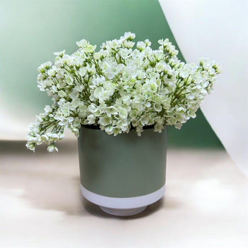 CDI White Lilac Flower in White Green Large Pot