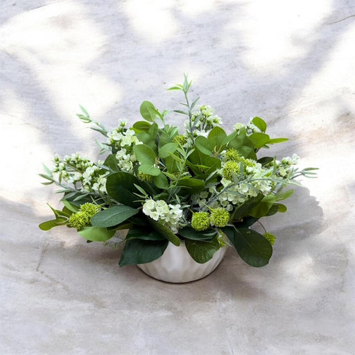 CDI Green White Colors Spray Floral in White Pot