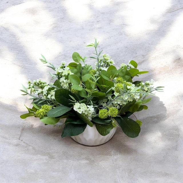 CDI Green White Colors Spray Floral in White Pot