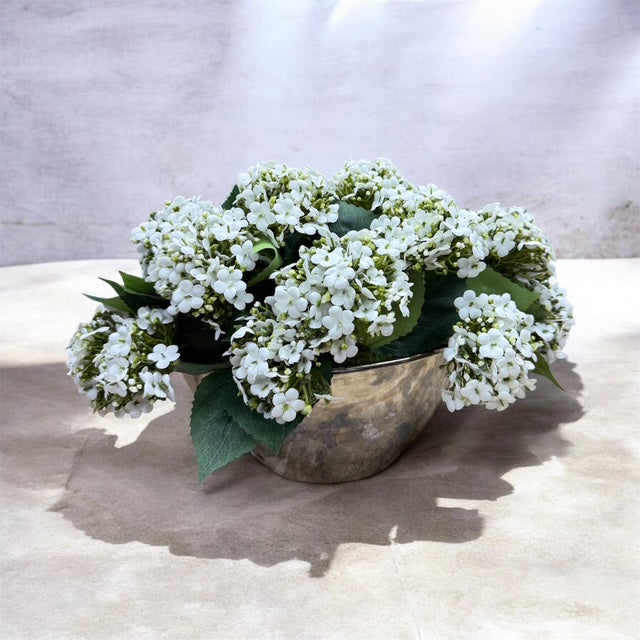 CDI White Mountain Flower In Silver Small Oval Pot