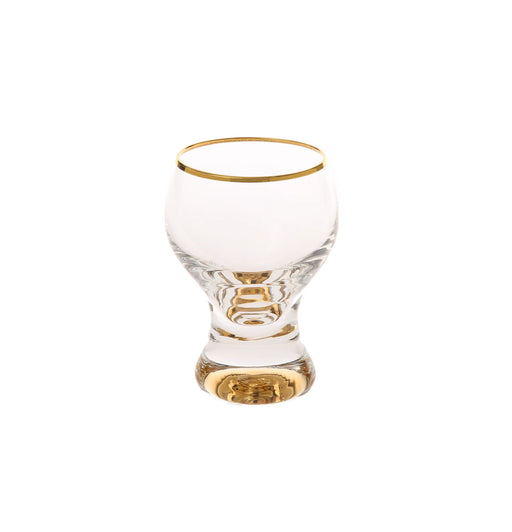 Classic Touch Liquor/Shot Glasses with Gold Stem and Rim, Set/6