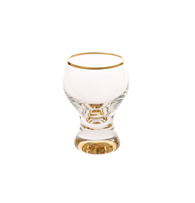 Classic Touch Liquor/Shot Glasses with Gold Stem and Rim, Set/6