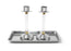 Classic Touch Stainless Steel, Acrylic Stemmed Candlesticks with Tray