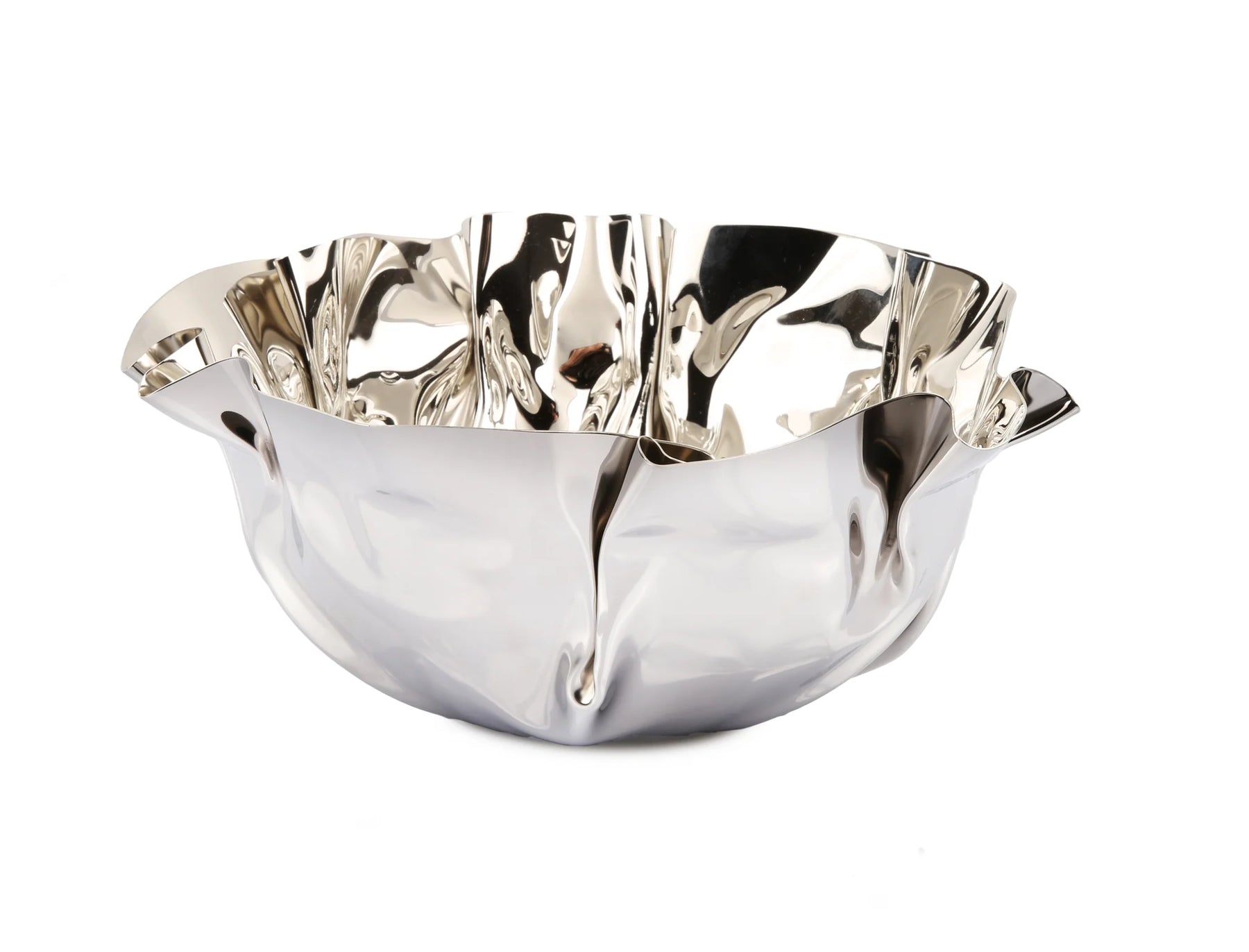 Classic Touch Stainless Steel Wavy Design Serving Bowl