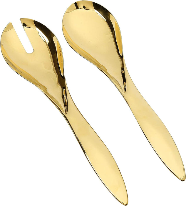 Classic Touch Shiny Gold Salad Servers
