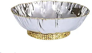 Classic Touch Tervy Collection Mosaic Base Round Crumple Bowl, Two Tone