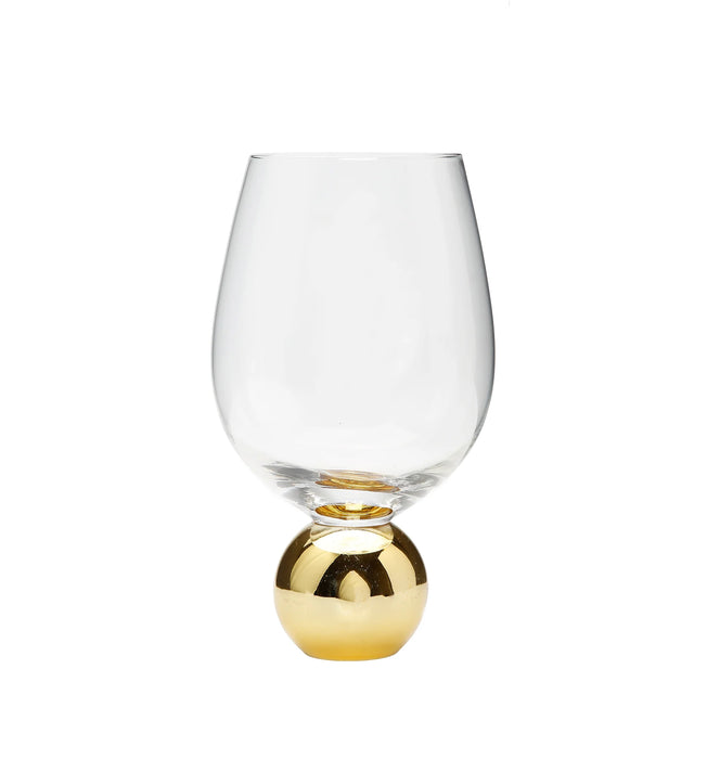 Classic Touch Wine Glasses on Gold Ball Pedestal, Set/6