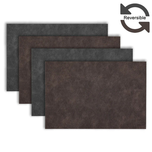 Dainty Home Florence Faux Leather Reversible 2 Color Placemats, Set/4