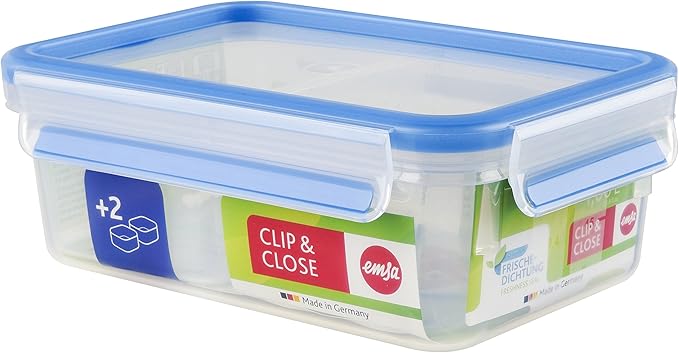 Emsa Clip And Close Storage Rectangle Container With 2 Inserts