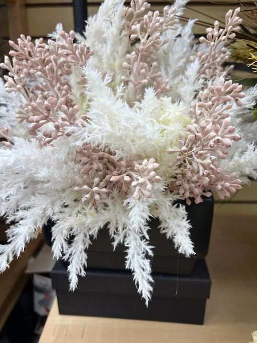 Pampas & Eucalyptus Floral in black square pot