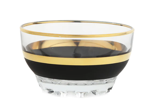 Classic Touch Dessert Bowls with Black and Gold Design Set of 6