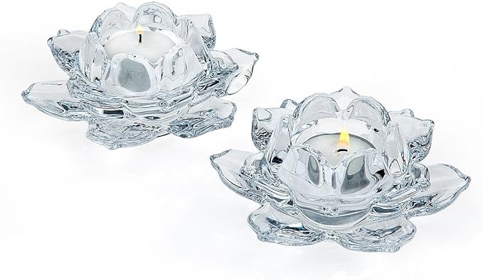 Godinger Lotus Crystal Votive Pair