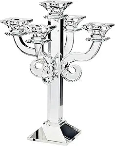 Godinger Crystal Scroll Candelabra, 5 Arm