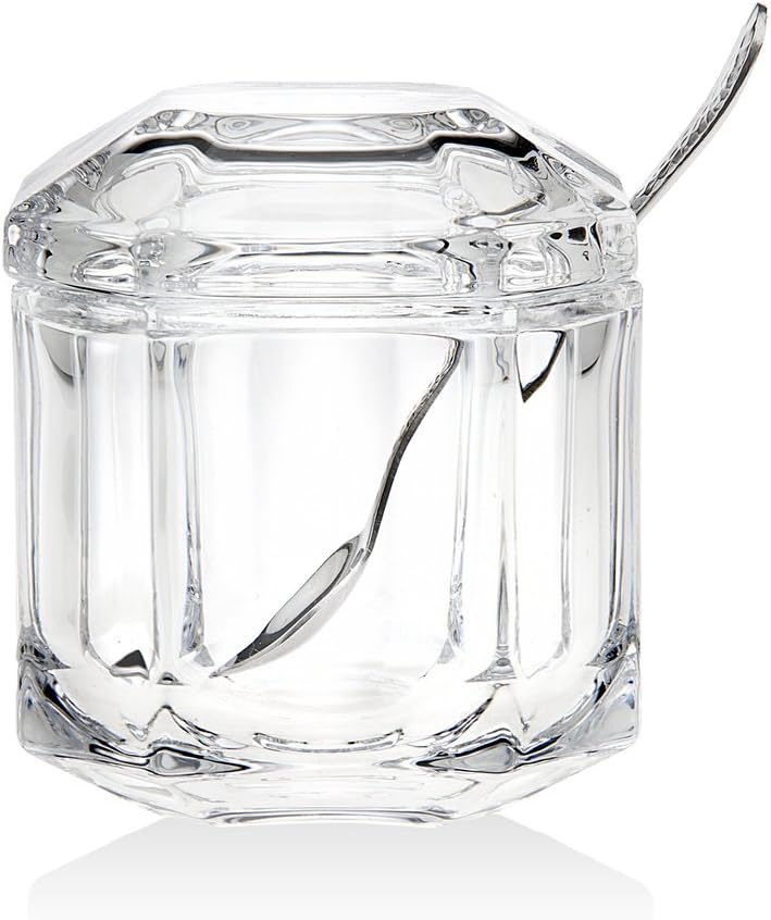 Godinger Crystal Symmetry Honey Covered Dish, with spoon