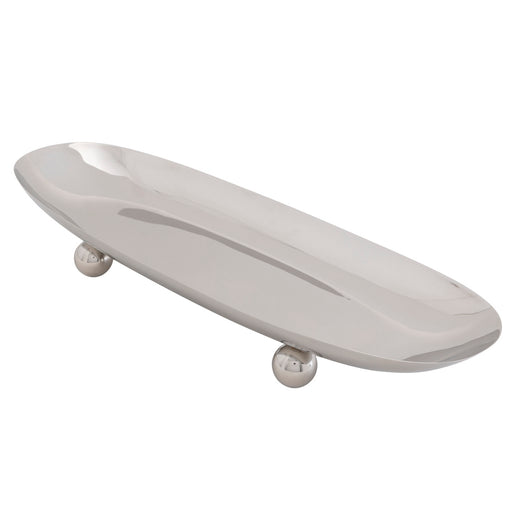 Godinger Temari Oval Platter (with ss ball feet), All Stainless