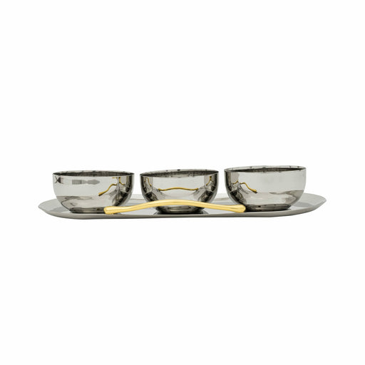 Godinger Droplet 3pc Bowls with Tray