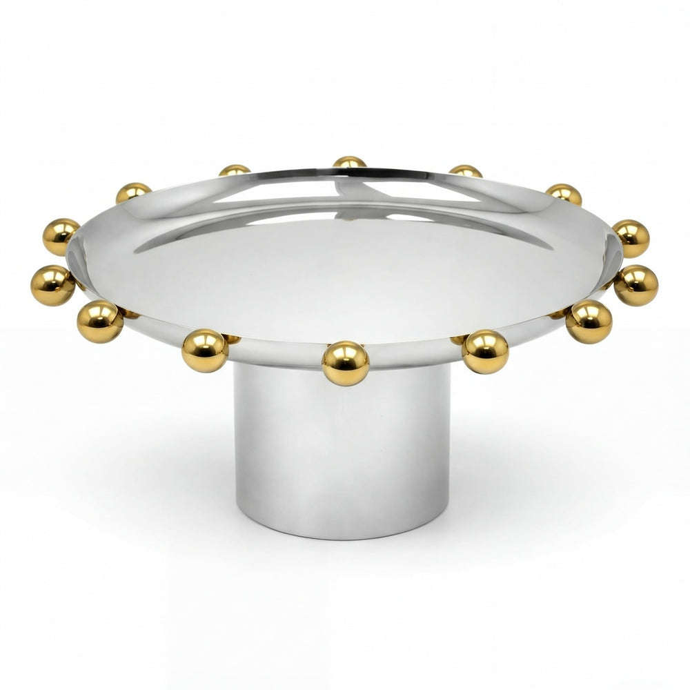 Godinger Temari Cake Stand with Gold Ball Trim