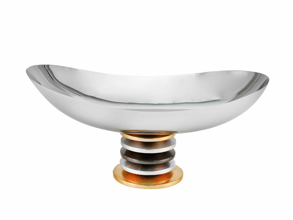 Godinger Vermeil 12 inch Oval Dish with Ring Foot
