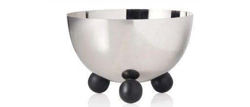 Godinger Temari Shiny Stainless Footed Bowl, Black Ball Legs