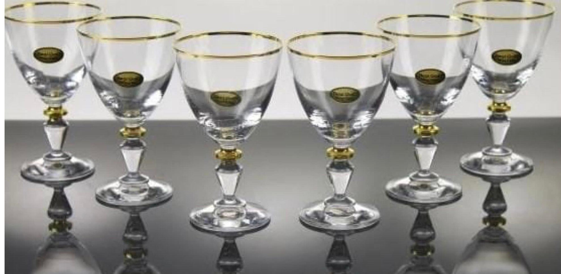 Classic Touch Glim Collection Water Glasses with Gold Accent Set of 6