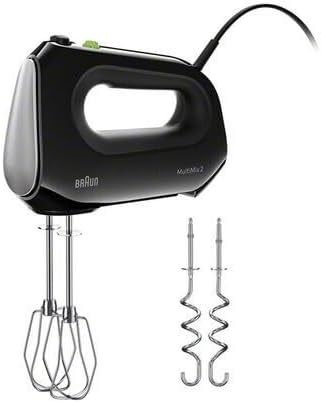 Braun Multimix 2 Hand Mixer Black - beaters, dough hooks, accessory bag HM2110BK