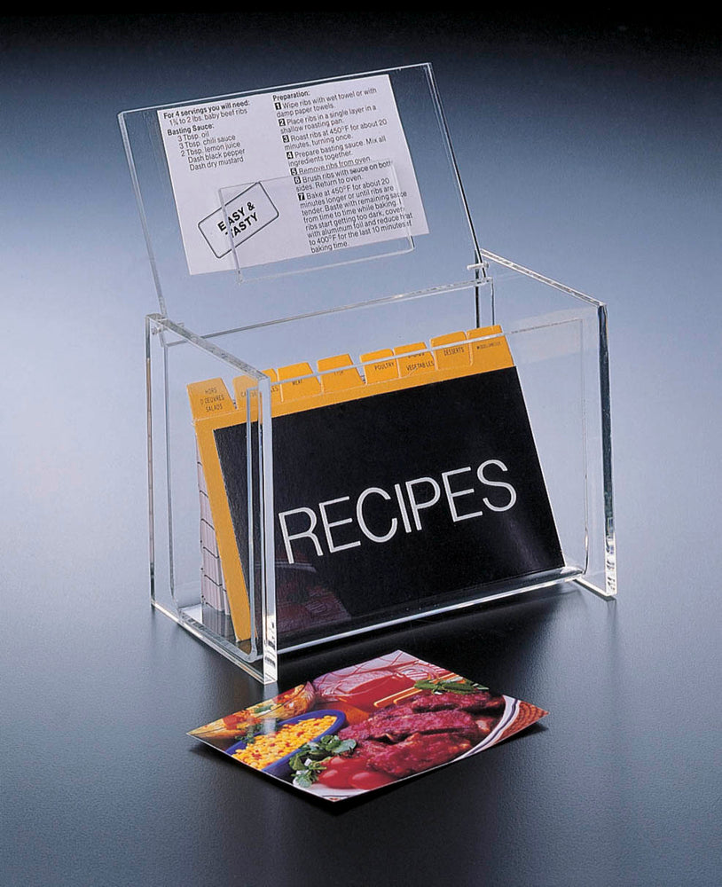 Huang Acrylic Lid-Display Recipe Card Box, with cards