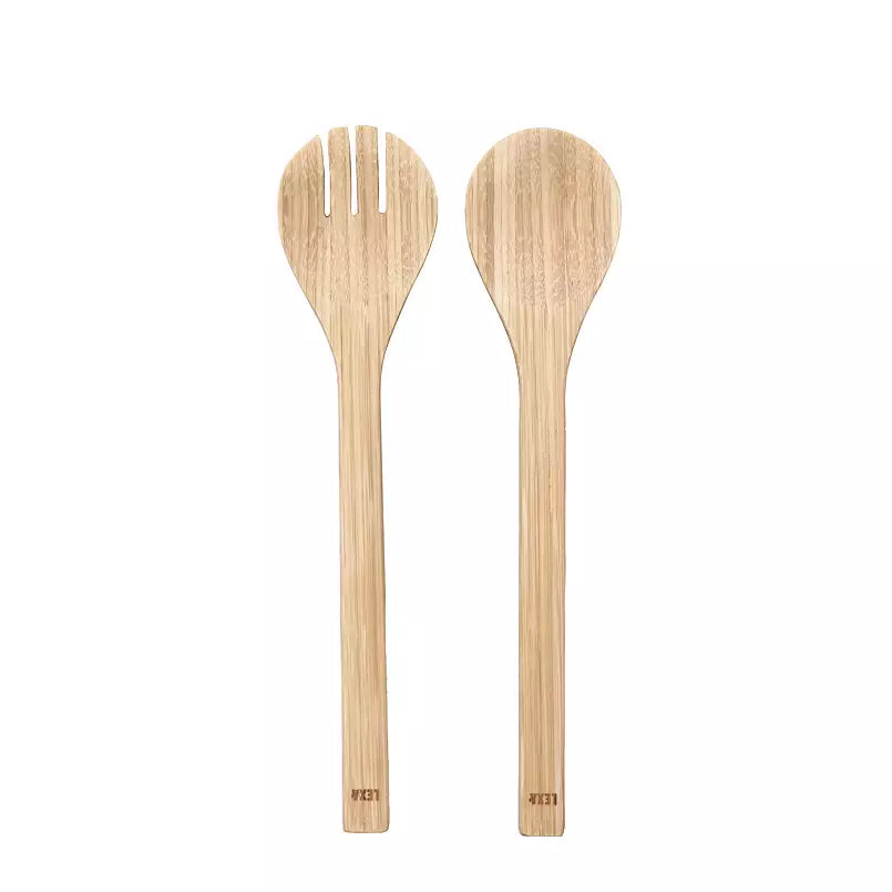 LEXA Bamboo Salad Utensil Set, Natural Bamboo