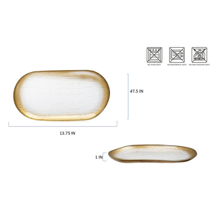 Joseph Sedgh Penia Oval Glass Platter with Gold Edges