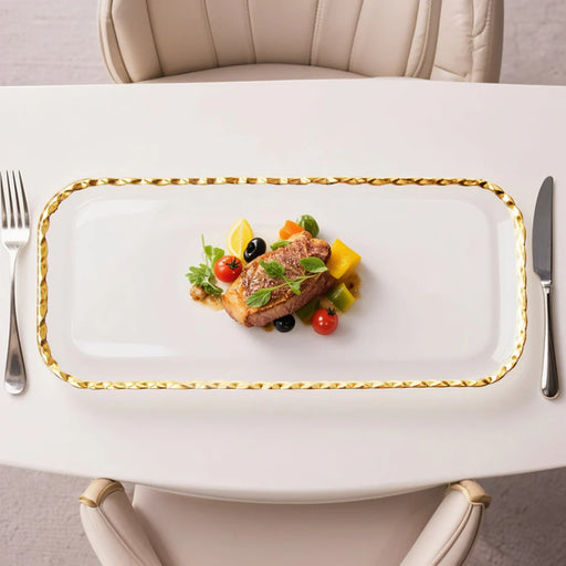 Joseph Sedgh Rectangular Glass with Gold trim Platter