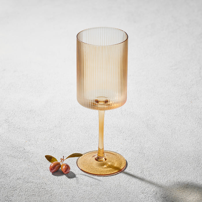 Kadra Vikko Malibu Ribbed Glass, Wine, 17 oz.