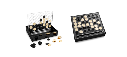 Lucite By Design Luxury Gold/Black 4 in a Row, Connect Four