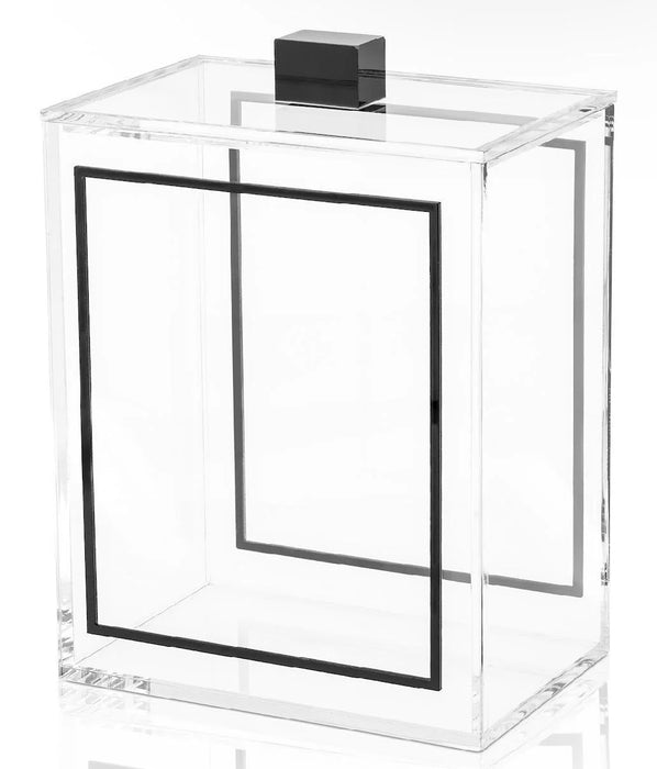 Lucite By Design Clear Lucite Cookie Jar with Black Trim