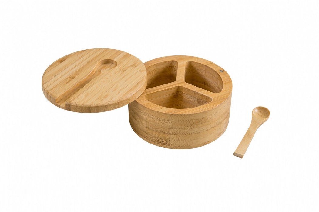Lipper International Bamboo 3 Section Salt Box with Spoon